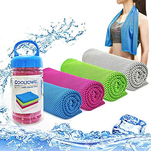 Cooling Towel(40"x12"), 4 Pack Ice Towels for Neck, Soft Breathable