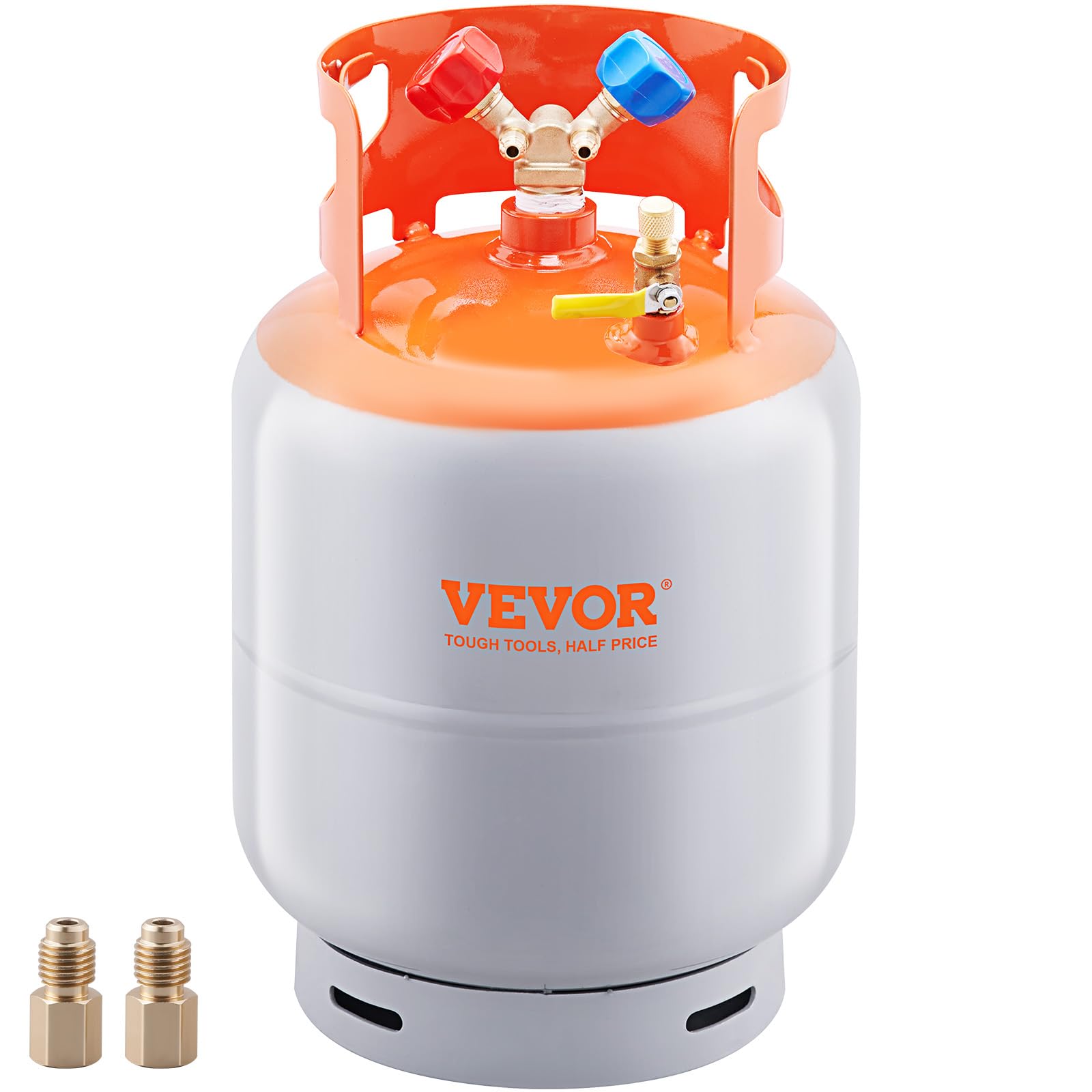 VEVOR Refrigerant Recovery Tank 30 lb. Capacity Recovery Tank with 2 Pcs ¼ to ½ Adaptor