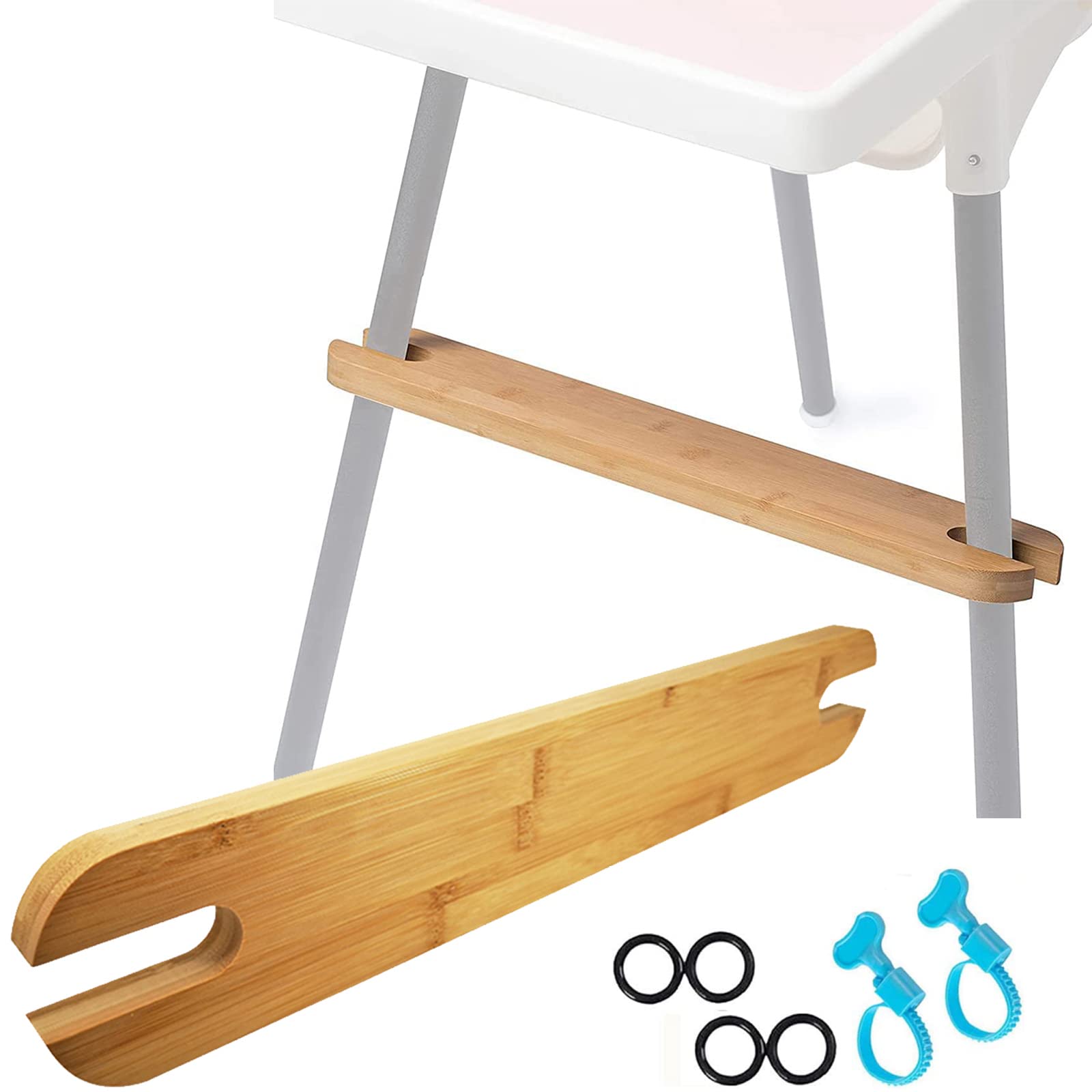 High Chair Footrest, Adjustable Non-Slip Stable Natural Bamboo Wooden Foot Rest for Baby HighChair Footrest Accessories, Compatible with Most Highchair