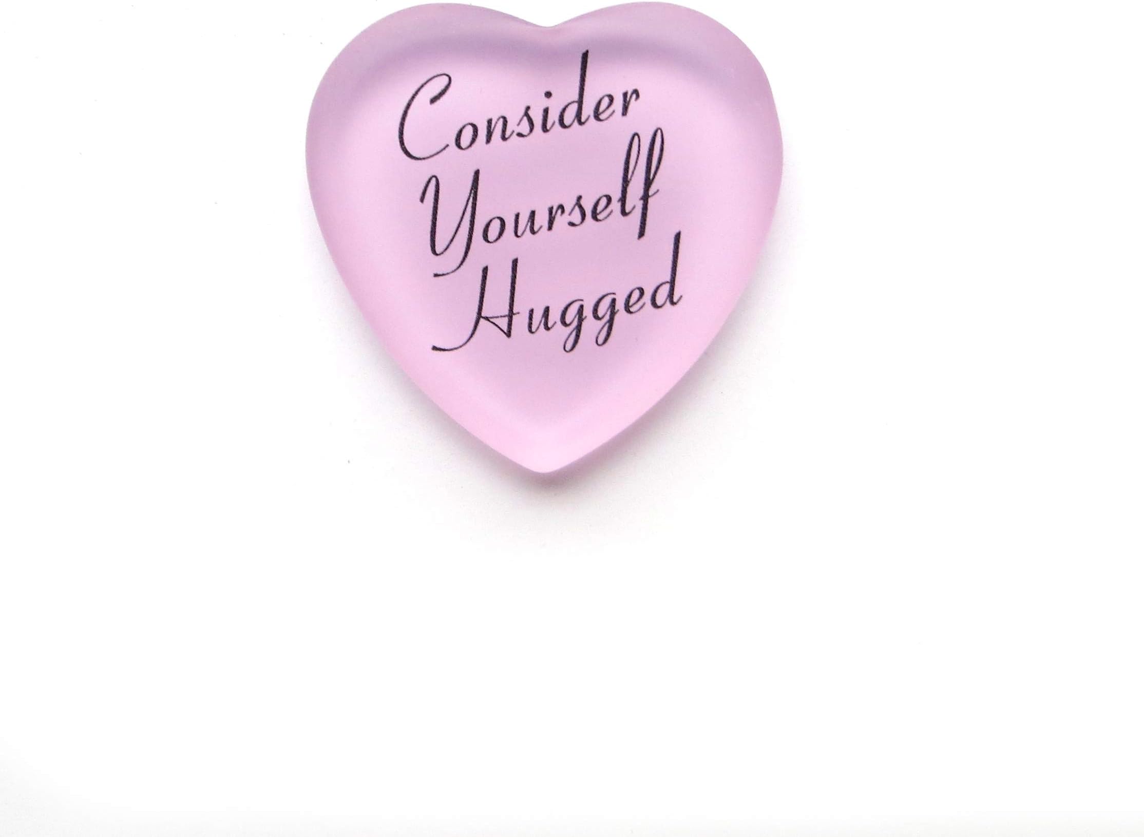 Lifeforce Glass Consider Yourself Hugged Glass Heart with Pouch, A Virtual Hug for Your Friends, Family, Loved Ones and Total (Deserving) Strangers. from (Pink)