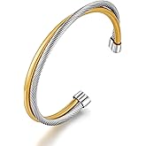 TENTMENTISE Chunky Gold Bracelet for Women 14K Gold Plated Wide Open Bangle Trendy Boho Statement Bangle Bracelet Fashion Jewelry Gift for Her