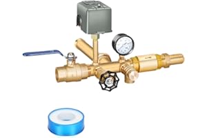 MIUMOON Upgraded 1"x 11"Well Pressure Tank Tee Kit with Union for Water Well Pressure Tank, Well Tank Tee Kit with 40-60Psi Pressure Switch, Pressure Tank Tee for Well Pressure Tank with Diameters Up to 16"