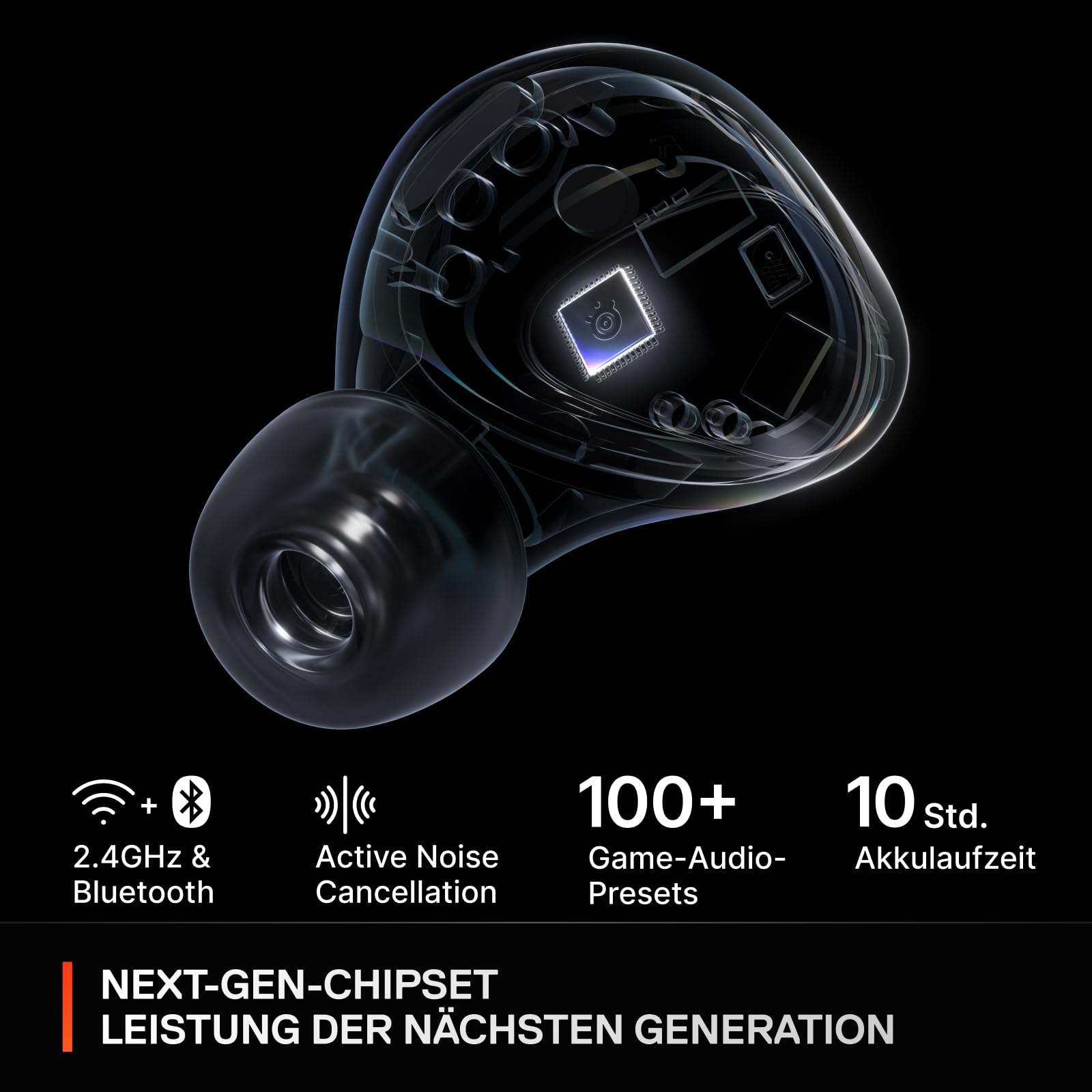 SteelSeries Arctis GameBuds für PS5 - Wireless In Ear Gaming Kopfhörer - 2,4GHz + BT5.3 - ANC/Transparenzmodus - Wasserbeständig IP55 - 40 Std. Akku - Drahtloses Laden - Für PS5, PC, Switch 2, Mobil 4