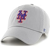 47 Brand MLB Gray Team Color Primary Logo Clean Up Adjustable Baseball Cap Hat, Adult One Size Fits All