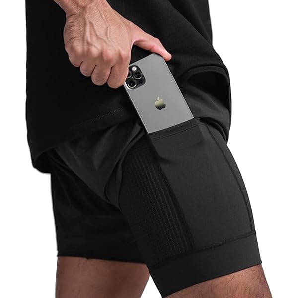 Mens Running Workout Shorts With Phone Pocket Gym Clothes Men