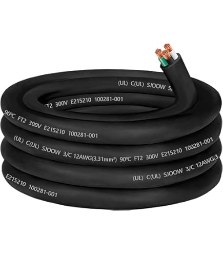 18 AWG SOOW Portable Cord, 4 Conductor 600V Power Cable, EPDM