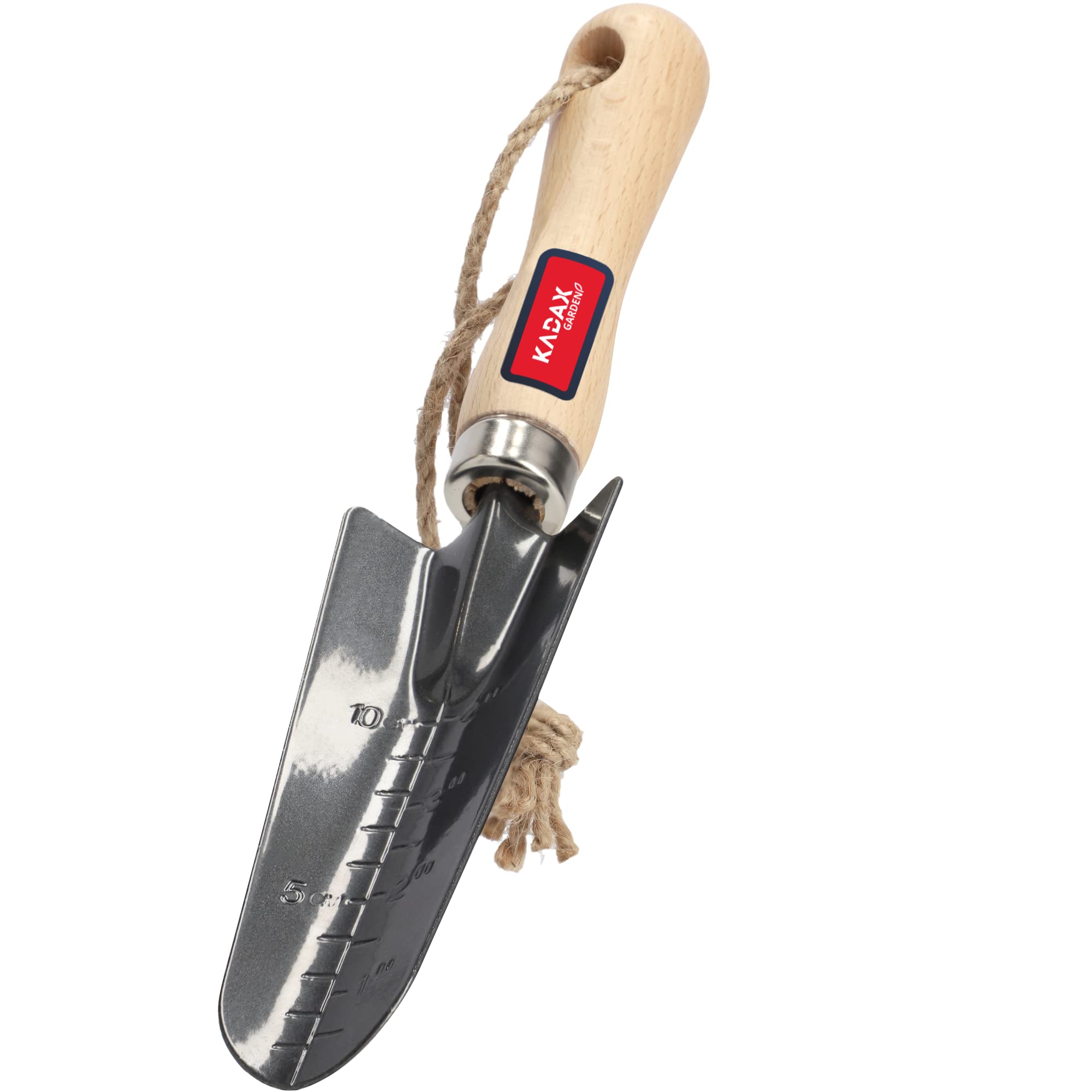 KADAX Metal Garden Shovel, Narrow Trowel, Flower Shovel with Comfortable Wooden Handle, Planting Trowel, Garden Spatula for Planting (Divided, Black)