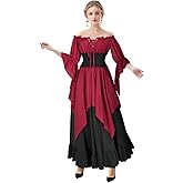 IWQBQ Renaissance Dress Women Medieval Costume Long Sleeve Victorian Dresses