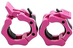 GW Tech Barbell Clamps 2 inch, Heavy Duty Exercise Collars 2" Quick Release Pair of Locking Pro Olympic Weight Bar Plate Locks Collar Clips for Workout Weightlifting Fitness Training - PINK
