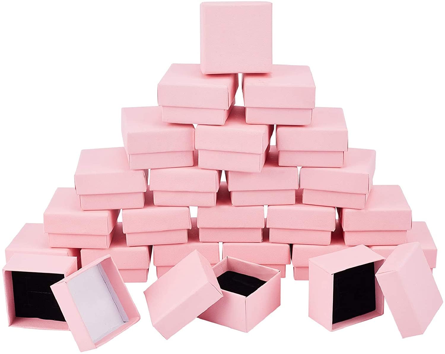 Kaguyo 20PCS White Cardboard jewellery Boxes, Kraft Boxes jewelry Gift Box for Rings and Earrings, Jewelry Packaging Small Earrings Boxes 5x5x2.2cm (20pc pink box)
