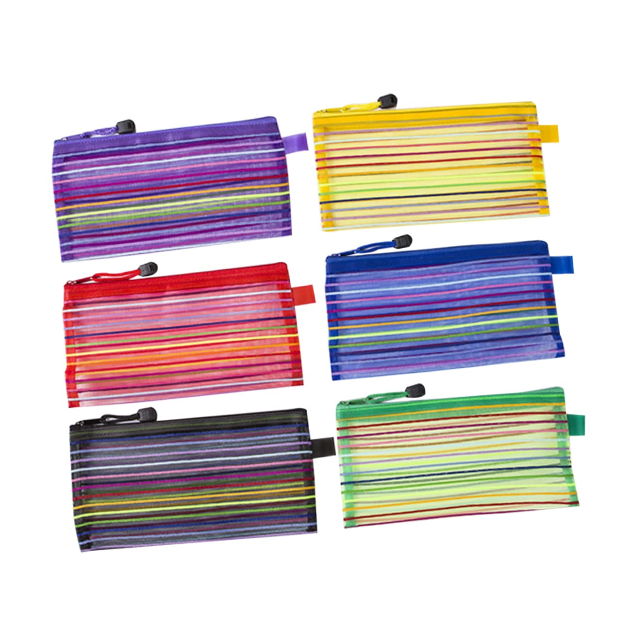 STOBOK Zipper File Bag 12pcs Document Bag Nylon File File Folders Exam Student Zipper Make Up Brush Holder