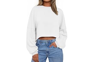 Trendy Queen Cropped Sweatshirts for Women Oversized Crewneck Sweaters Long Sleeve Tops Fall Winter Clothes 2025