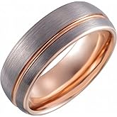 Sonia Jewels 18k Rose Gold-Plated PVD Solid Tungsten 8mm Grooved Wedding Band Ring - Size 11.5