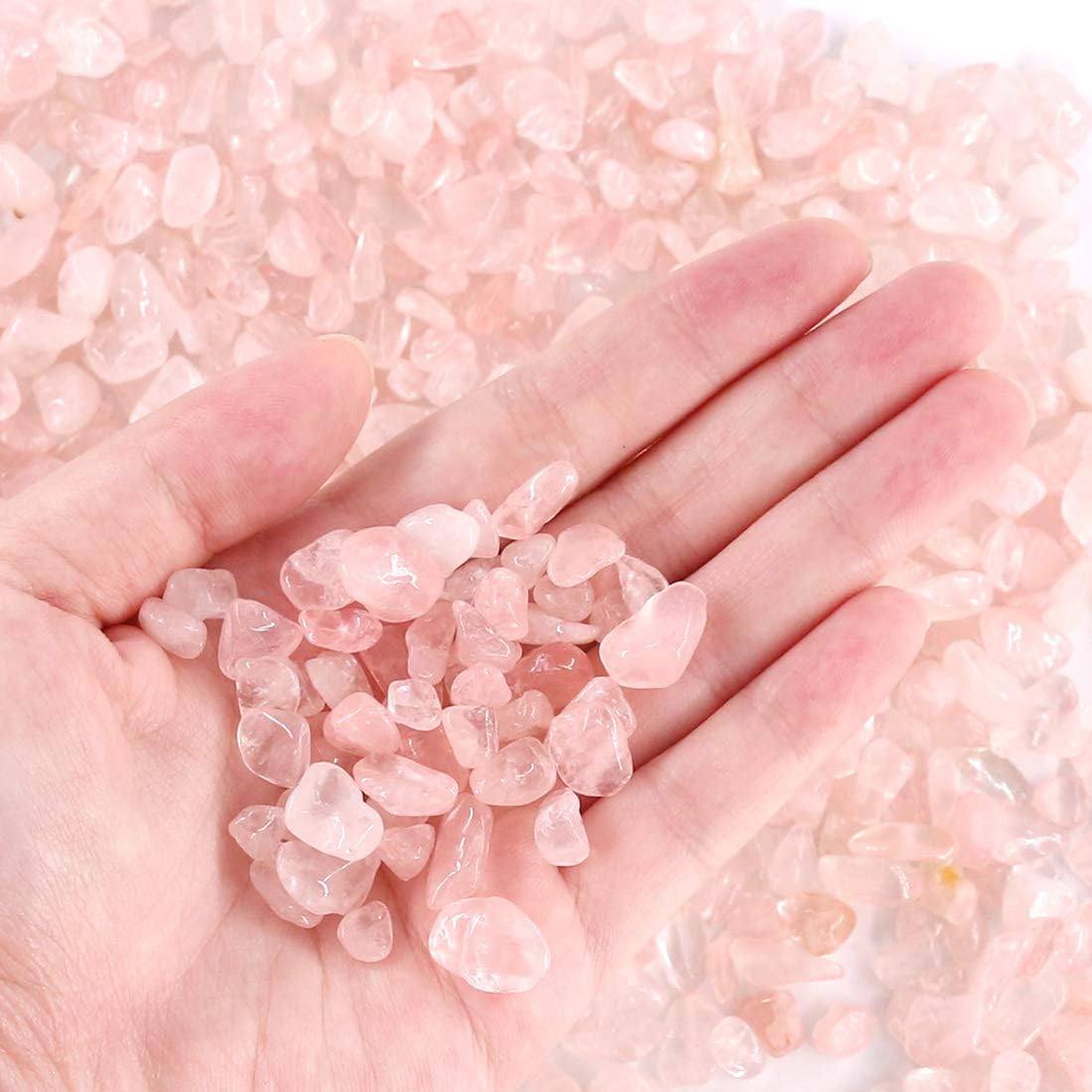 Hilitchi Quartz Stones Tumbled Chips Stone Crushed Crystal Natural Rocks Healing Home Indoor Decorative Gravel Feng Shui Healing Stones (About 1lb(450g)/Bag) (Rose Quartz): Home & Kitchen