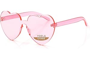 OLINOWL OLIN Heart Thick Oversized Rimless Sunglasses One Piece Eyewear Colored Sunglasses for Women