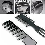 Lanjue 3-Piece Men's Styling Comb Set Black Pompadour Wide Tooth for Wet Curly view 5