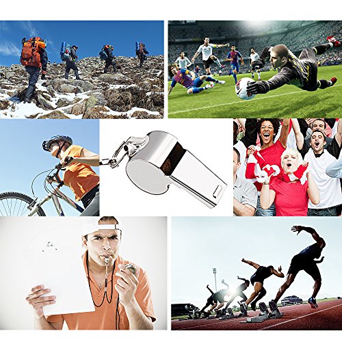 image for Ktrio Stainless Steel Coach Whistle with Lanyard, Sports Referee Whist