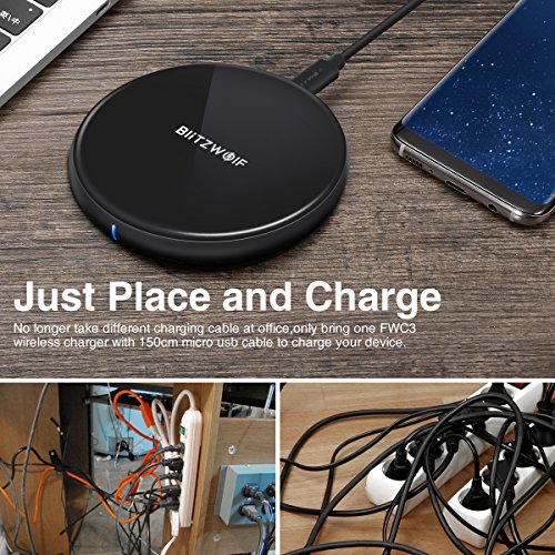 BlitzWolf Wireless Charger for iPhone x/ 8/ 8 Plus, 5w Wireless Charging Pad for Samsung s8/ s8 Plus/ Note 8/7/ s7/ s7 Edge/ s6, LG g3, Nexus 4/5/6/7 and All Qi-Enable Devices(Ac Adapter Not Included) - Thumbnail 6