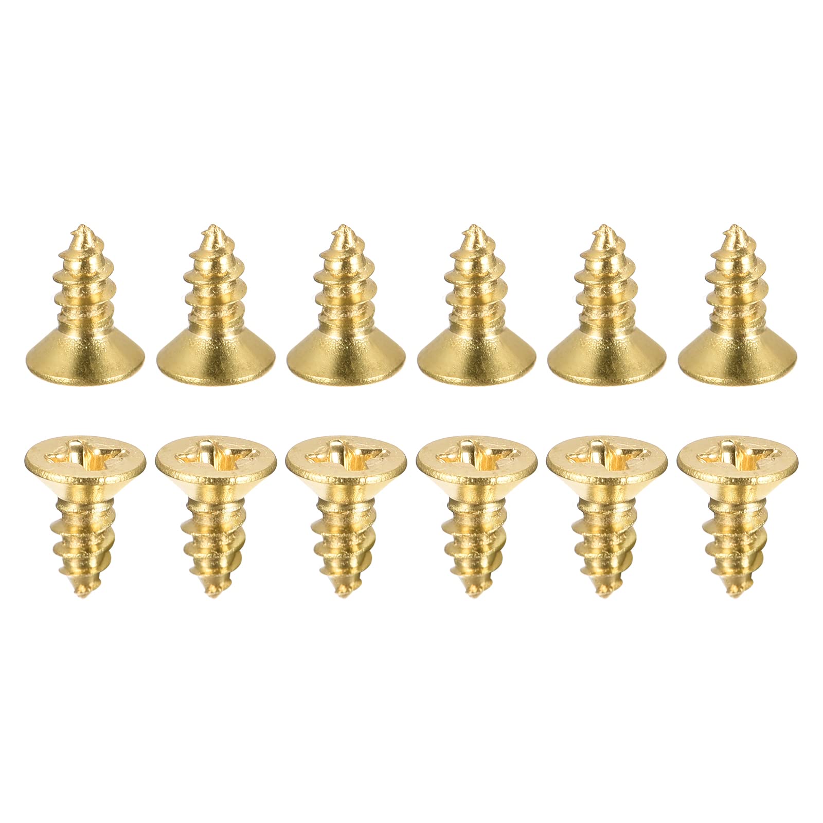 DTGN M3x8mm(DxL) Brass Phillips Wood Screws - 25Pack - Good for Wood Crafts, Furniture - Countersunk Head Self-Tapping Screw - Brass Tone