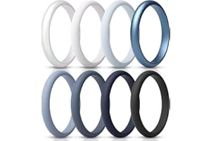 ThunderFit Women’s Silicone Thin and Stackable Anniversary Ring Enhancers, Silicone Wedding Bands, 2.5mm Wide 2mm Thick, Vari