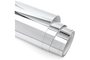 GIRAFVINYL Chrome Silver Mirror Vinyl Permanent Film - 12" X 6 FT, Metallic Adhesive for Home and Car Decal