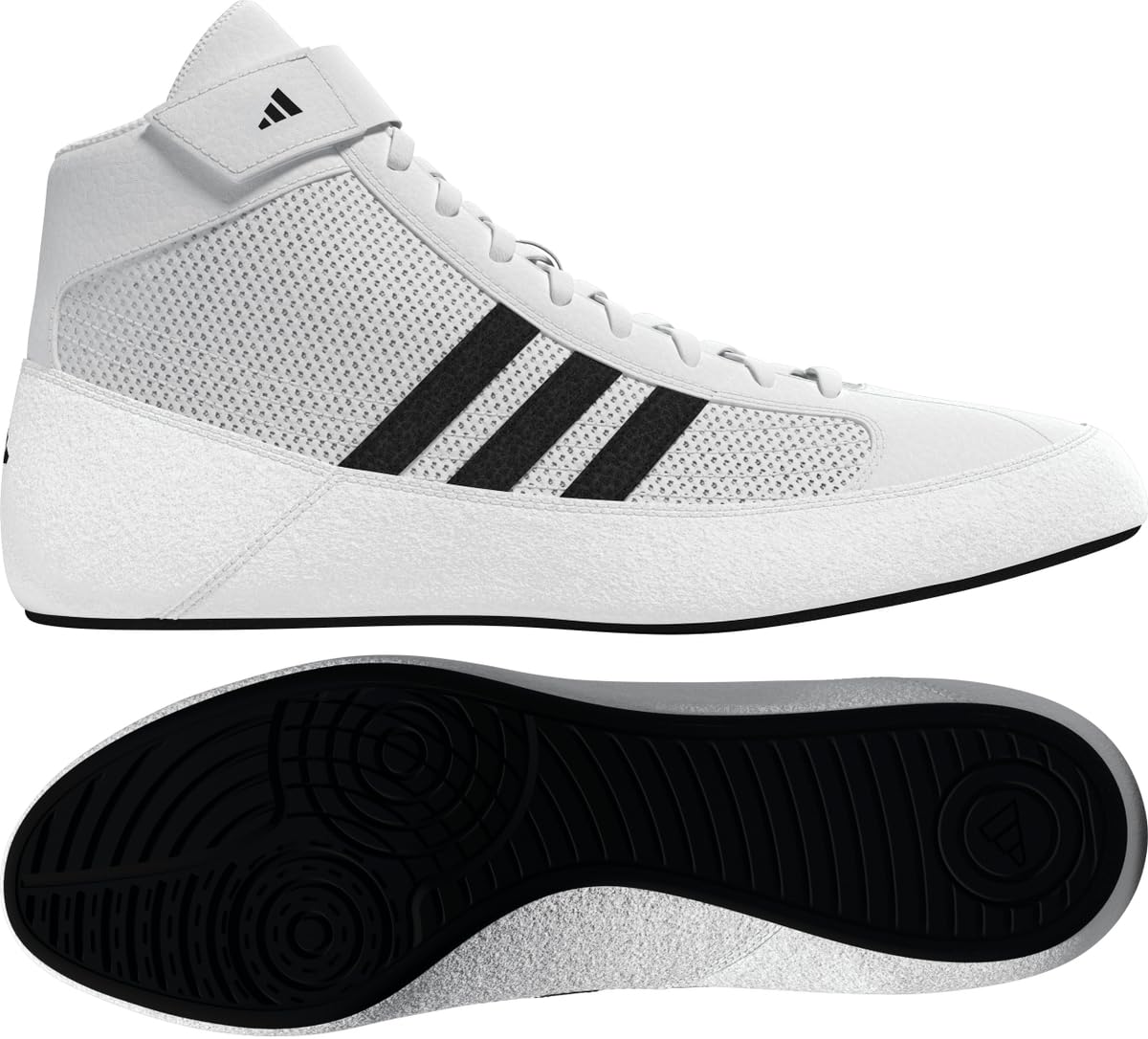 Adidas Youth HVC Wrestling Shoes, White/Black, 1 Image