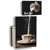 Nekiwa But First Coffee Sign, Coffee Bar Wall Decor, Modern Kitchen Canvas Wall Art for Dining Room 2 Panels Frame (But first coffee)