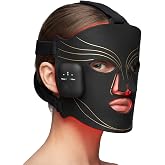 Red Light Mask for Face, Wireless Rechargeable LED Face Mask with Red &amp;Blue Light Modes, Soft Red Light Mask with 2 Controllers, 10/15 Min Timer for Home Travel Use