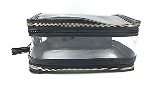 4 Autumn Pro Double Zippers Travel Clear Makeup Bag (black)