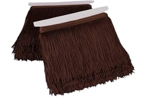 Heartwish268 Fringe Trim Lace Polyerter Fibre Tassel 6inch Wide 10 Yards Long for Clothes Accessories Latin Wedding Dress DIY Lamp Shade Decoration Black White Red(Brown)