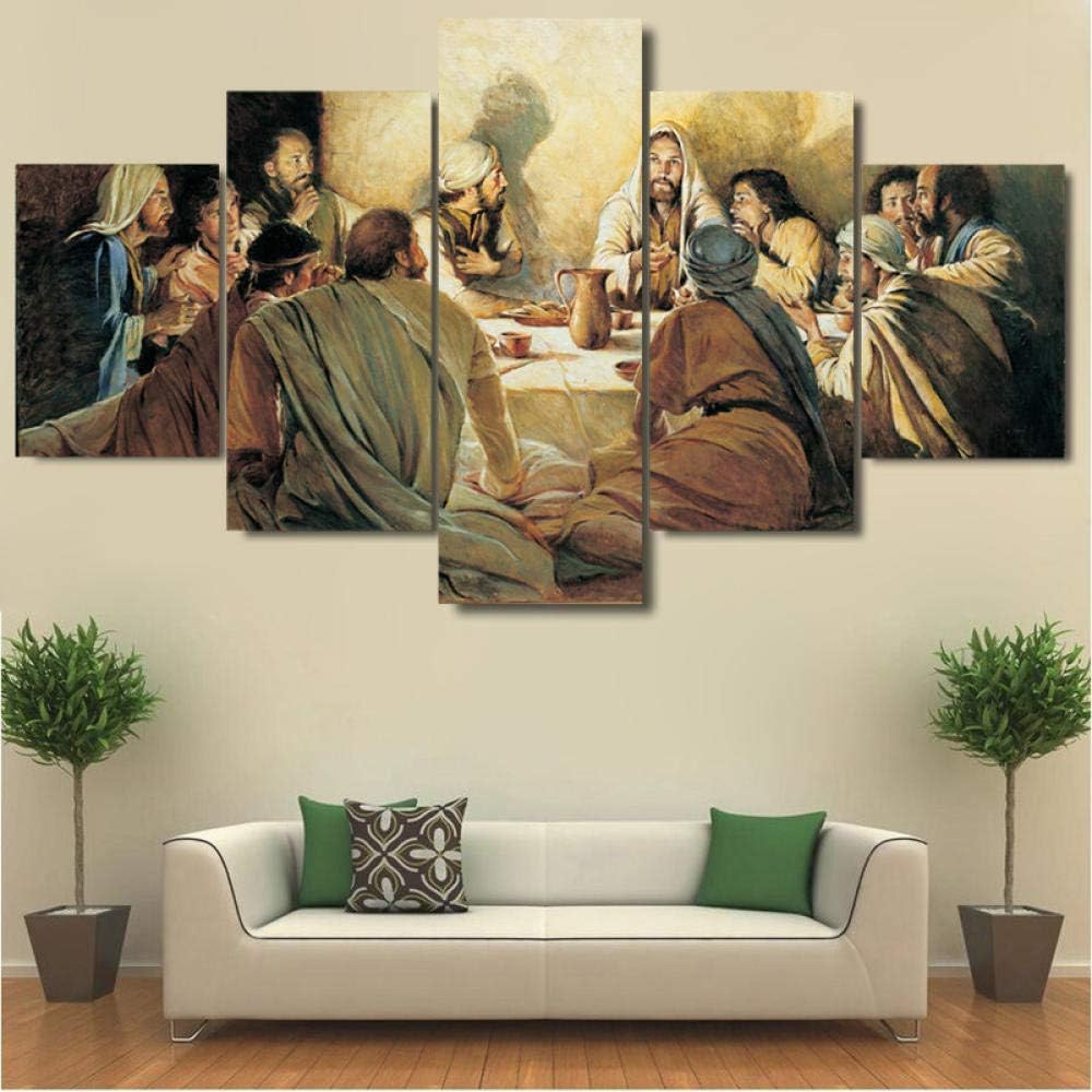 MINCOCO The Last Supper Canvas Jesus Christ Posters and Prints Large Modern Wall Art Oil Painting Canvas Print Picture, Framed 20X35 20X45 20X55cm