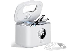 Ultrasonic Jewelry Cleaner, 47kHz Ultrasonic Retainer Cleaner Machine, 20oz Dental Cleaning Pod with 5 Modes, Dual Brush Port
