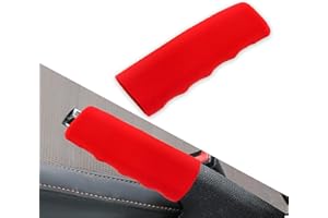 Flygun 1 PC Car Anti-skid Handbrake Protector, 4.8" Long Comfortable Breathable Silicone Decoration, Wavy Ergonomic Design Emergency Brake Parking Cover, Uniersal Car Interior Accessories (Red)
