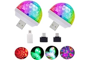 USB Mini Disco Lights, Stage DJ Lights,Boolian, Magic Ball Lights, Stage Lights, USB Port Power, Birthday Party Christmas Family KTV Wedding Show bar car Interior Decoration Good Choice (2-pcs)