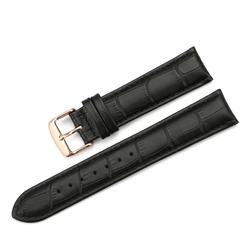 iStrap 18mm Genuine Leather Watch Band Rose Gold Tang Buckle- Brown 18