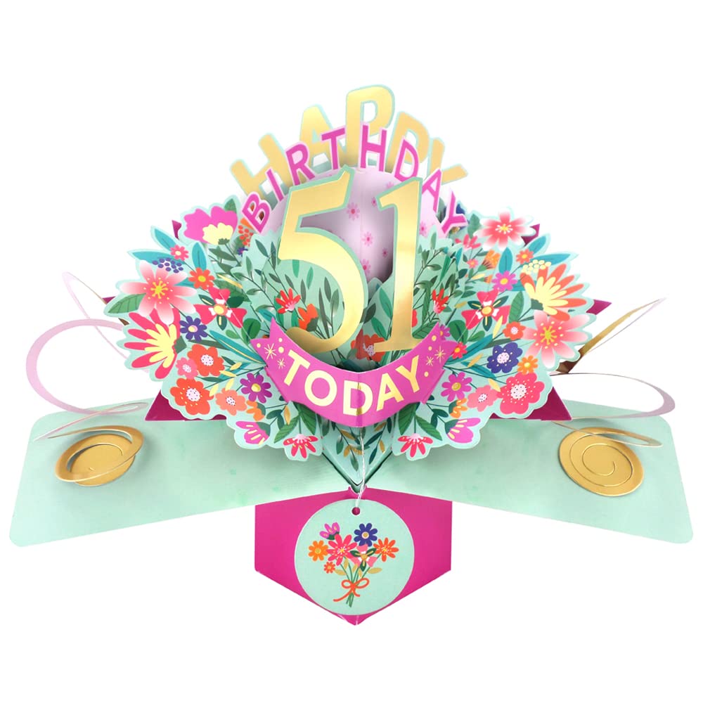 Happy 51st Birthday 51 Today Pop-Up Greeting Card Love Kate's Pop Up Cards Her POP215MC51