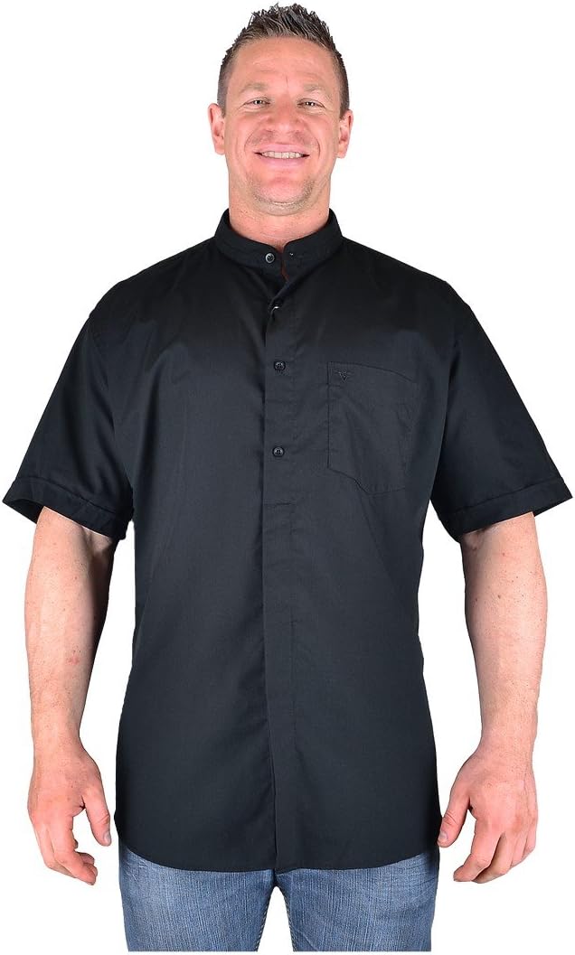Cotton Valley Big Mens Black Davis Grandad Shirt 2XL 3XL 4XL 5XL 6XL 7XL 8XL