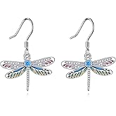 AINFQY Dragonfly Drop Earrings for Women 925 Sterling Silver Dangle Earrings with Cubic Zirconia Fashion Jewelry Gift