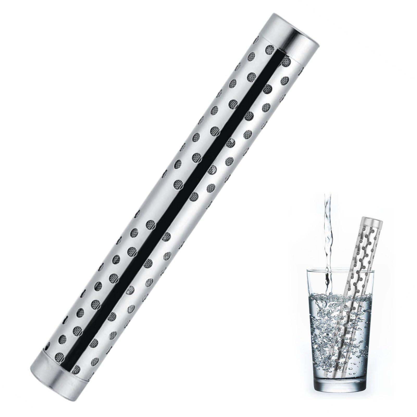Alkaline Water Stick Wand, Portable Water Bottle Filter Nano Energy Stick PH Alkalizer Ionizer Reduces ORP Hydration Stainless Steel Hydrogen Minerals Wand Water Purifier Filter for Hiking