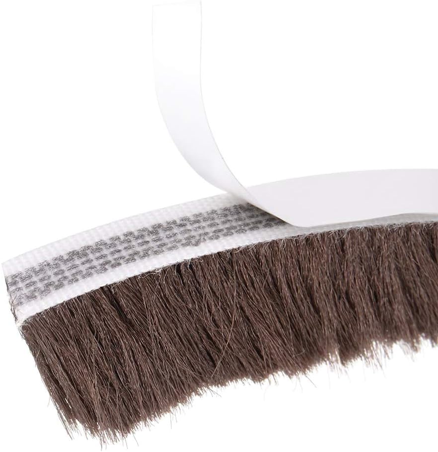 MACHSWON Brush Weather Stripping, 10M / 32.81Ft, Card-Slot Seal Strip Pile Weatherstrip Door Sweep Brush for Door Window Wardrobe (9 x 23mm, Brown)