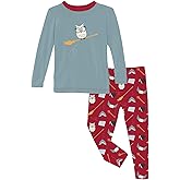 KicKee Spooktacular Pajama Set – Long Sleeve & Pants, Snug Fit for Cozy Halloween Nights (Graphic Crimson Magical World - 8 Years)