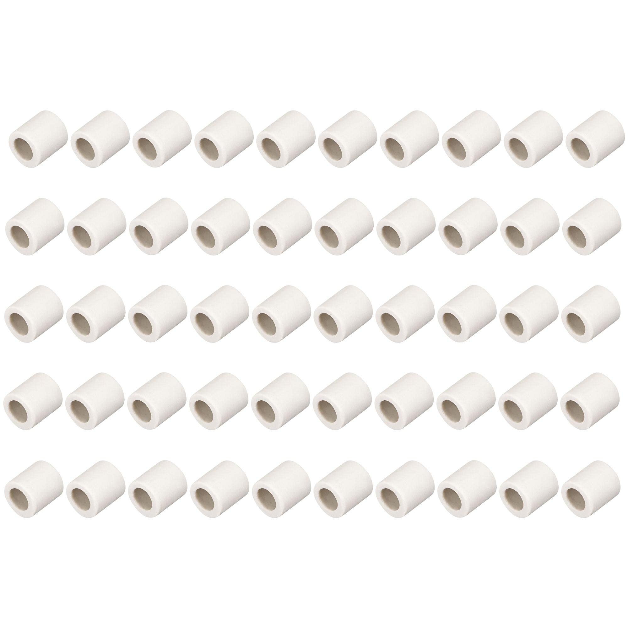 sourcing map 50pcs 6mm Dia Ceramic Tube Insulated Electronic Wire Bundle Heat Insulation Protection Single Bore