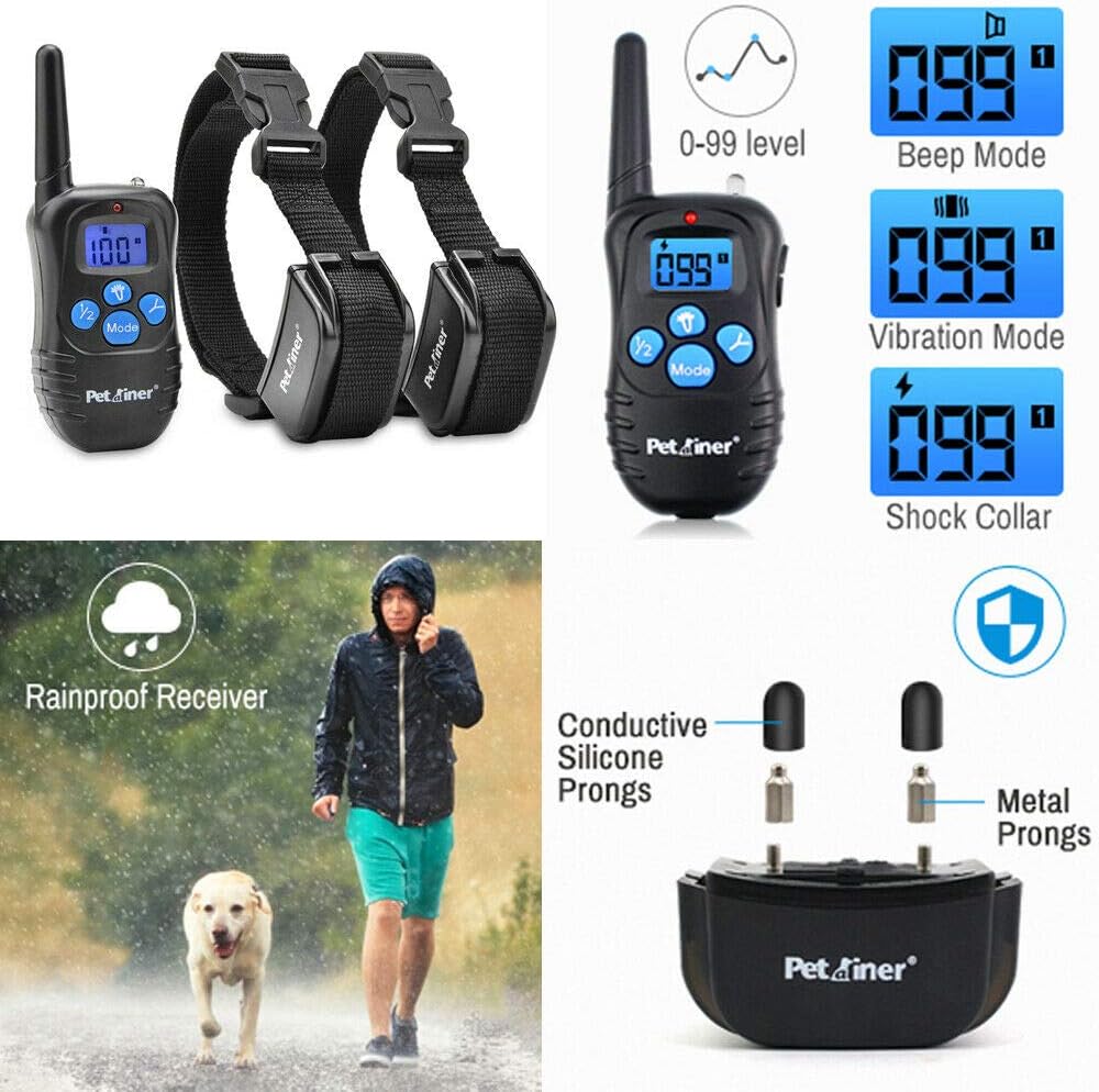 Reviews 1/2 Rechargeable Dog Training Shock Collars 330 Yards Remote
