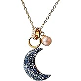Zircon Lunar Crytal Heart Moon Pendant Necklaces Fashion Jewelry Women