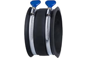 POWERTEC 70369 4 Inch Dust Control Flex Cuff with Adjustable Key Hose Clamps, Hose Connector Rubber Cuff Coupler for Woodworking Dust Collection Fittings, Dust Collector Accessories & Machinery, 1pk