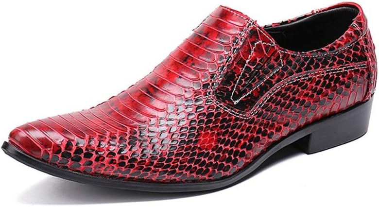Men's Party Oxford Casual Genuine Leather Classic Snakeskin Pointed Toe Slip On Formal Shoes