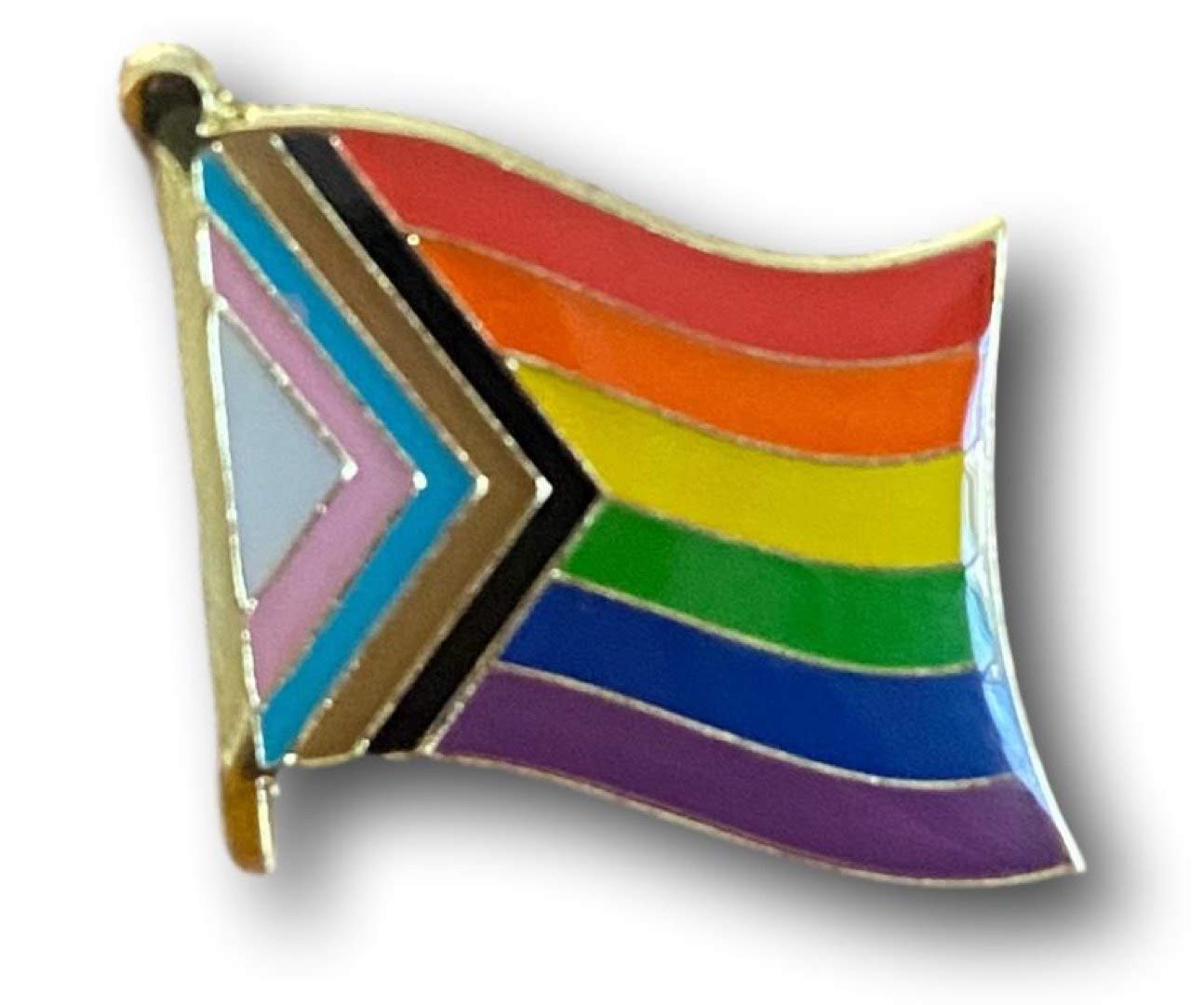 Patches Ohoul Progress Pride Flag Lapel Pin (16mm x 19mm - 3/4" x 5/8") Gay Lesbian Pride LGBT Hat T