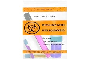 APQ SUPPLY APQ Clear Orange Biohazard Specimen Bags, 12 x 15 Inches, Pack of 100