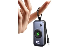 INIU Portable Charger, 5000mAh 20W External Phone Battery Pack, PD Fast Charging Keychain Power Bank with USB C Cable and Watch Charger, for iPhone 17 16 15 Air, Apple Watch Ultra 11 10 9 8 SE, etc.