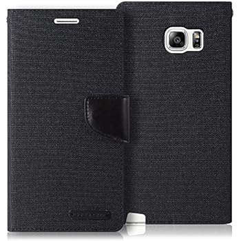 Goospery Canvas Wallet for Samsung Galaxy Note 5 Case (2015) Denim Stand Flip Cover (Black) NT5-CAN-BLK